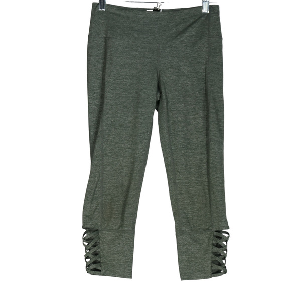 Athleta Chaturanga Capri Leggings Women Small Green Criss Cross Low Rise Yoga - Picture 4 of 12